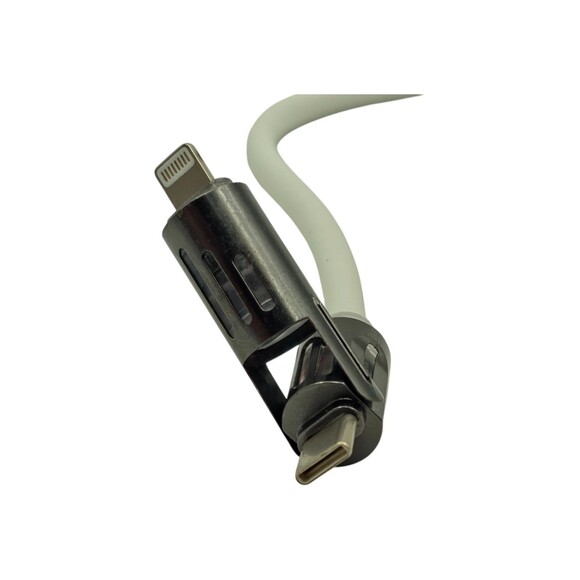 Multi Connector Charging Cable 6ft USB A USB C to USB C Lightning LED Tips White - Picture 6 of 8